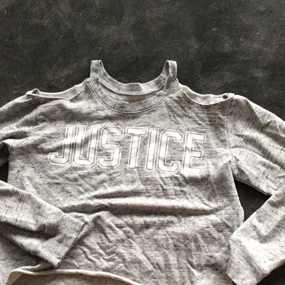 justice sweatshirt shoulder less